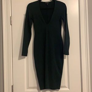 Express Dark Green Long Sleeve Dress
